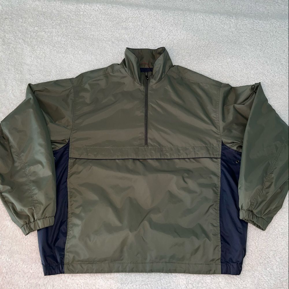 Dockers Golf Pullover Lined Windbreaker Jacket Size XL Green Blue Zippered